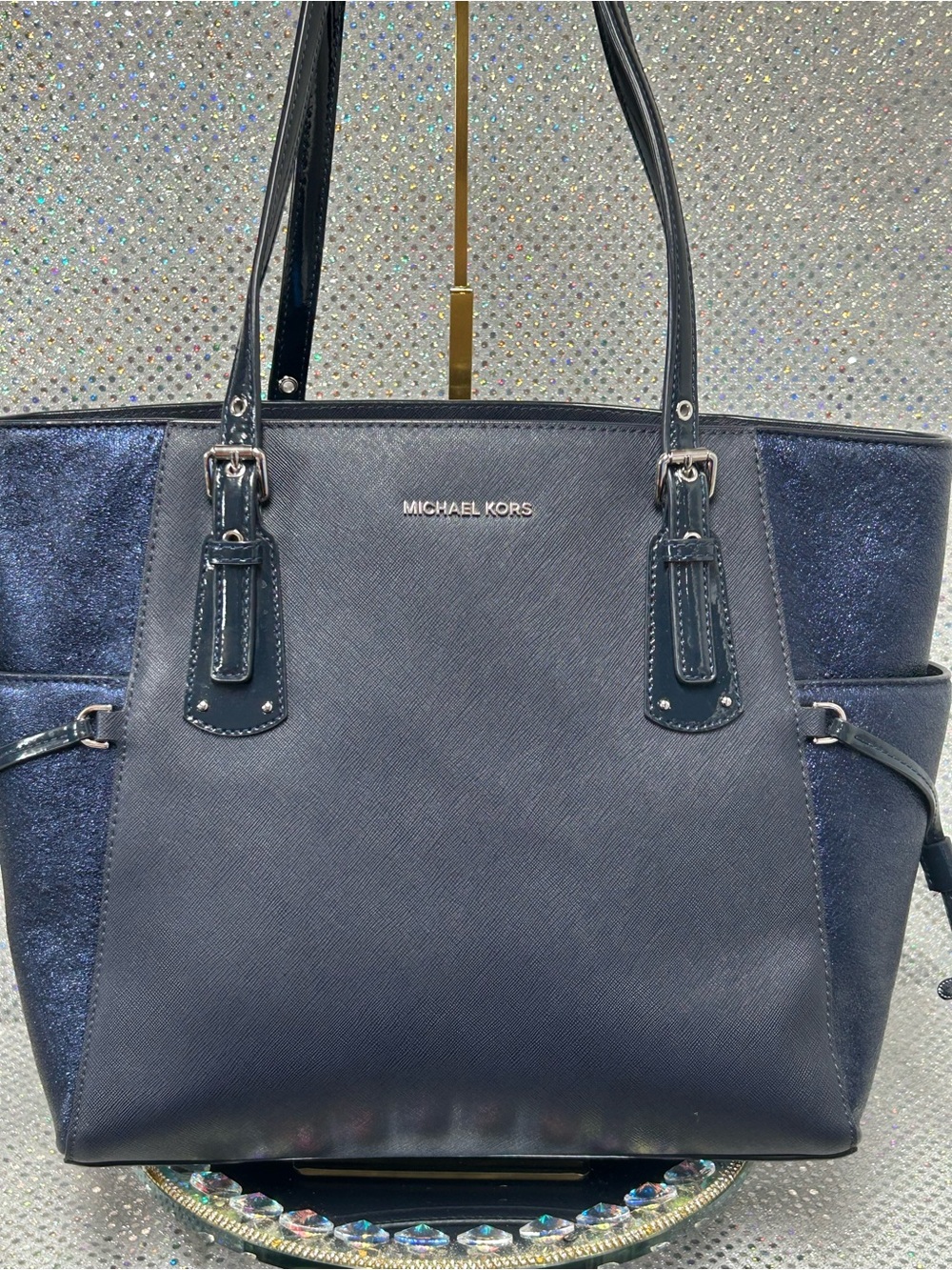 Michael Kors Navy Tote  Shoulder Bag 17 x 12 x 4